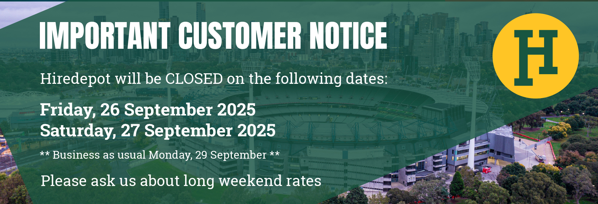 Important customer notice: AFL Grand Final weekend 2025