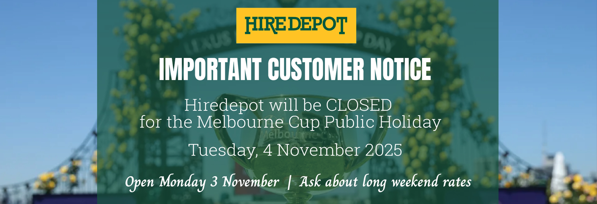 Important customer notice: Melbourne 