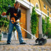 Power broom in use - cleaning for hire in Melbourne